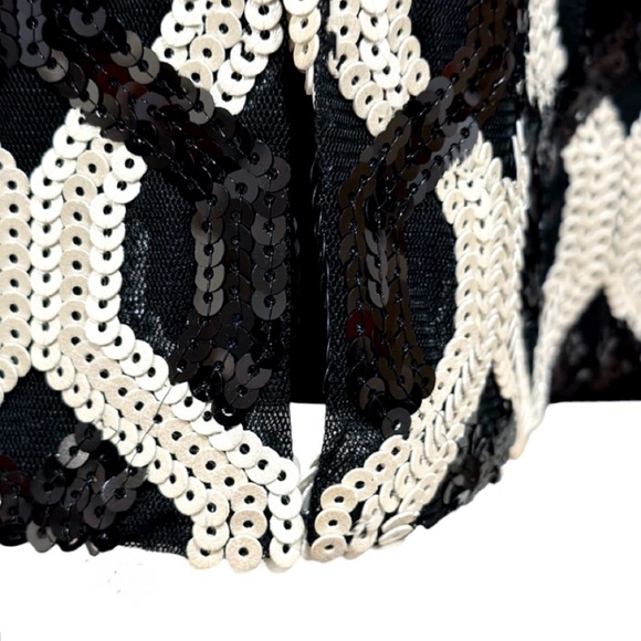 Etcetera Yin Yang Black and Silver-White Sequin Midi Dress New - Picture 7 of 8